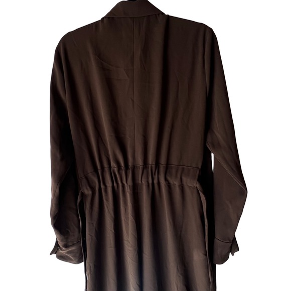 Zara Woman Olive Green Jumpsuit Utility Style Silver Zip Long‎ Sleeve Pockets - Picture 9 of 10